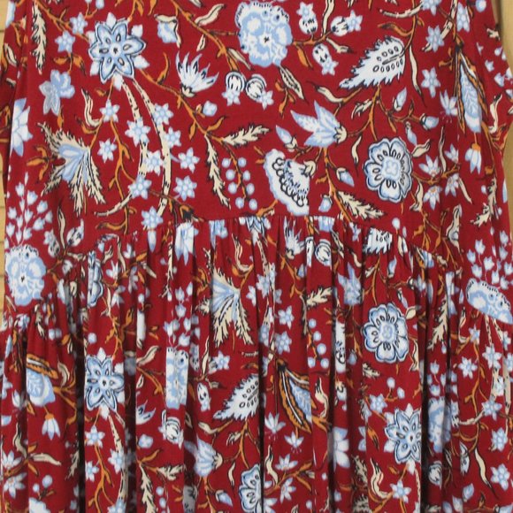 LOFT Outlet Petite Red Floral Print Knit Tank Dress LP - Picture 6 of 8